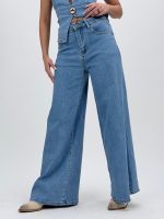 Set din denim top cu butoni și pantalon - imagine 4