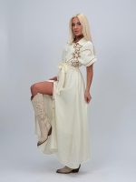 Rochie lungă tip cămașă cu broderie - imagine 3