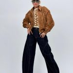 Jachetă bomber cu aspect de piele întoarsă