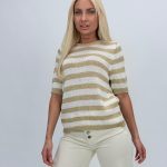 Bluză din tricot cu lurex și dungi