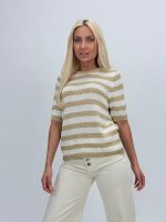 Bluză din tricot cu lurex și dungi