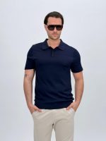 Tricou polo din tricot subțire cu model la piept - imagine 5