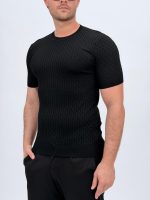 Tricou din tricot cu model torsade - imagine 12