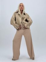 Jachetă din fâș oversized cu glugă detașabilă - imagine 9