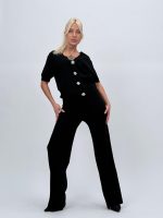 Set din tricot cardigan cu mânecă scurtă și pantalon - imagine 21