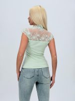 Tricou din jerse rigat cu dantelă - imagine 12