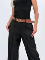 Pantalon wide leg cu curea - imagine 11