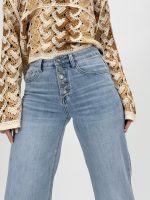 Jeans | Blug Wide leg cu butoni argintii - imagine 6