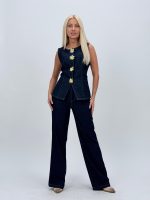 Set din denim vestă cu butoni și pantalon