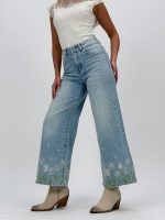 Jeans | Blug Wide leg cu broderie - imagine 3