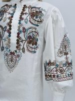 Cămașă cu guler tunică și broderie color - imagine 5