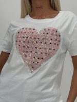 Tricou din bumbac accesorizat cu ștrasuri - imagine 3