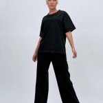 Pantalon oversized din bumbac cu ștrasuri