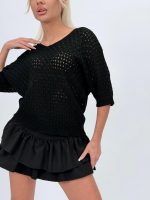 Bluză din tricot cu decolteu în V - imagine 3