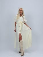 Rochie lungă tip cămașă cu broderie - imagine 2