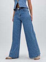 Set din denim top cu butoni și pantalon - imagine 5