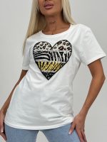 Tricou din bumbac cu model inima accesorizat - imagine 2