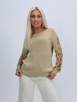 Bluză din tricot cu lurex și decupaj mânecă - imagine 2