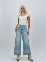 Jeans | Blug Wide leg cu broderie - imagine 2