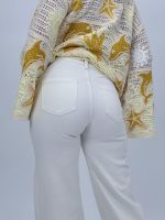 Jeans | Blug Wide leg alb cu butoni argintii - imagine 6