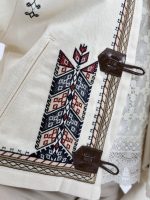 Jachetă crem din denim cu guler tunică - imagine 4