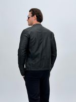 Jachetă din ecopiele cu guler tunică - imagine 4