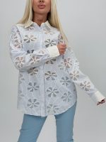 Cămașă cu broderie și guler alb - imagine 5