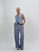 Pantalon wide leg cu curea - imagine 13