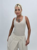 Body din jerse rigat cu ștrasuri - imagine 5