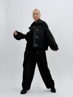 Jachetă din fâș oversized cu glugă detașabilă - imagine 28