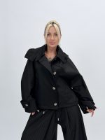 Jachetă din fâș oversized cu glugă detașabilă - imagine 24