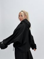 Jachetă din fâș oversized cu glugă detașabilă - imagine 26