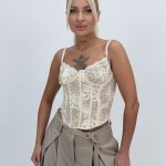 Top corset cu dantelă