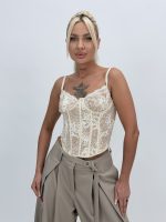 Top corset cu dantelă