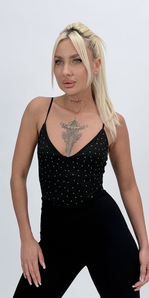 Body lycra cu ștrasuri