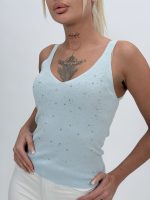 Maiou din tricot fin cu ștrasuri - imagine 3