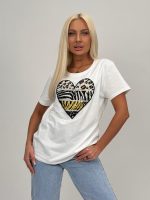 Tricou din bumbac cu model inima accesorizat