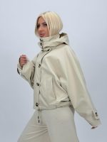 Jachetă din fâș oversized cu glugă detașabilă - imagine 6