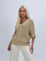 Bluză din tricot cu lurex și model torsade - imagine 2