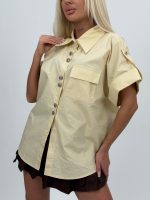 Cămașă oversized cu buzunar la piept - imagine 5