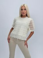 Bluză brodată cu mânecă scurtă