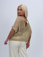 Bluză din tricot perforat cu lurex - imagine 4