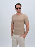 Tricou din tricot cu model torsade - imagine 5