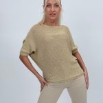 Bluză din tricot cu lurex și nasturi la spate