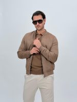 Jachetă bomber cu aspect de piele întoarsă - imagine 2