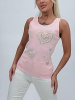 Maiou din bumbac cu perle și ștrasuri - imagine 7