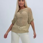 Bluză din tricot perforat cu lurex