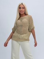 Bluză din tricot perforat cu lurex