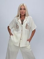 Set cămașă și pantalon cu broderie - imagine 2