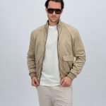 Jachetă bomber cu aspect de piele întoarsă și buzunare vizibile